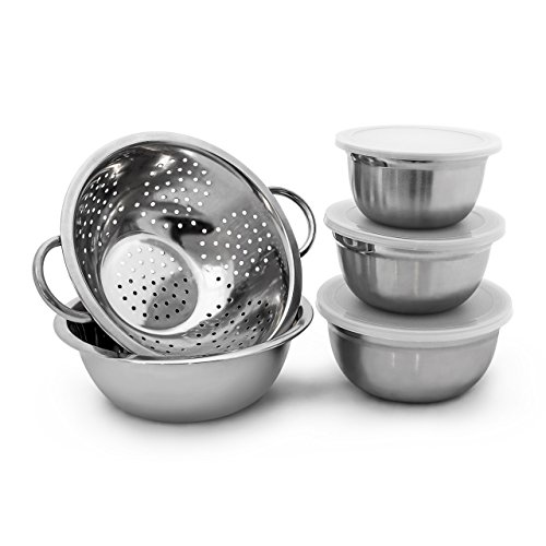 Relaxdays Schüssel Set Edelstahl 5-teilig 14 / 16 / 18 und 24 cm