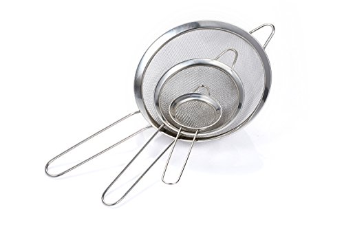 GWHOLE Feinmaschiges Küchensieb Set 7/12/18 cm, aus Edelstahl